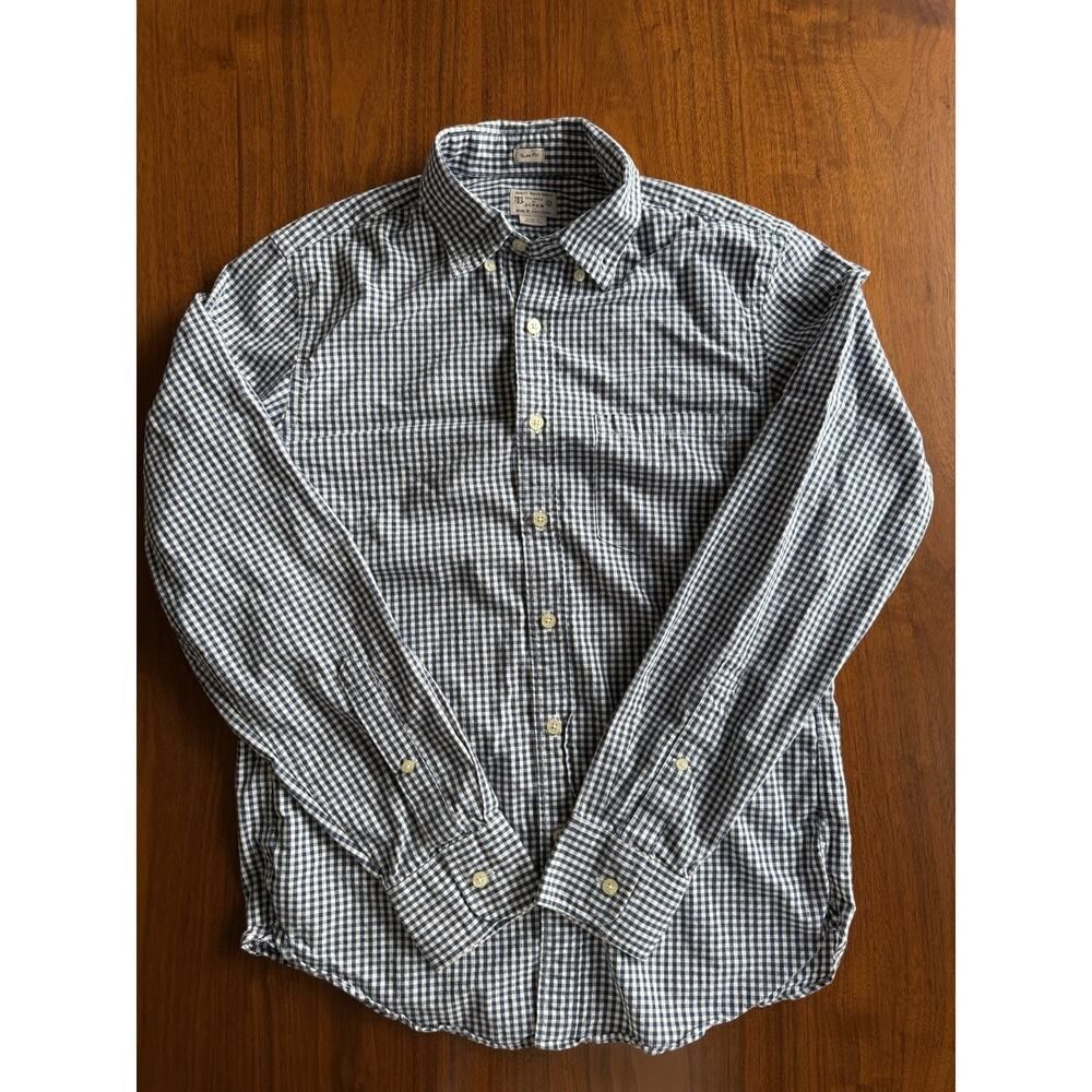 J.Crew Men's Slim Fit Blue Gingham Button-Down Shirt - Size S